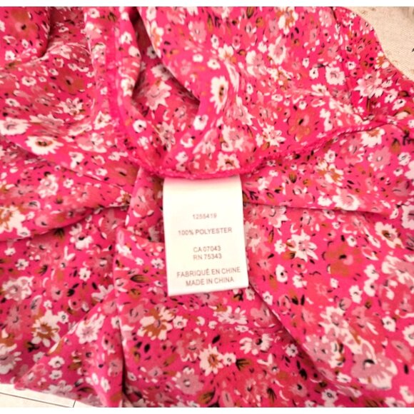 Cynthia Rowley 2X Pink Floral V-Neck Blouse Flutter Sleeve Flowy Fit Plus Size - Picture 6 of 8